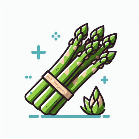 Green asparagus icon isolated on white background. Vector illustration.のイラスト素材