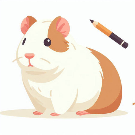 Cute hamster with pencil and eraser. Vector illustration.のイラスト素材