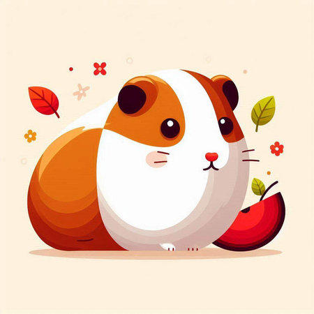 Cute guinea pig vector illustration. Cute cartoon guinea pig character.のイラスト素材