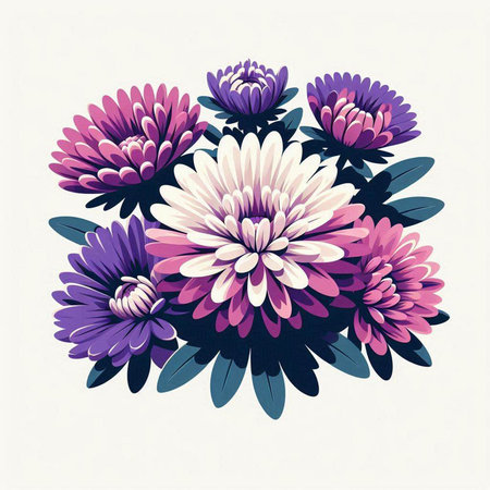 Bouquet of chrysanthemums. Vector illustration.のイラスト素材