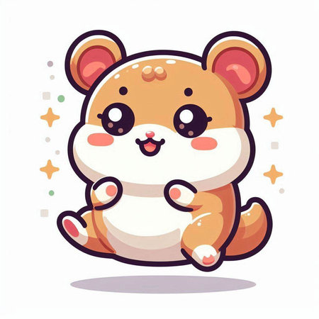 Cute little hamster sitting on white background. Vector illustration.のイラスト素材