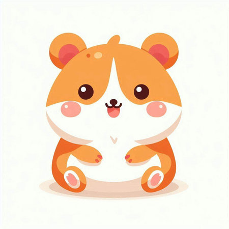 Cute hamster sitting on a white background. Vector illustration.のイラスト素材