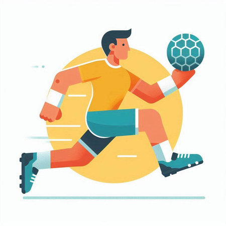 Soccer player in action. Flat vector illustration isolated on white background.のイラスト素材