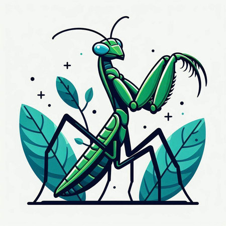 Praying mantis. Vector illustration of a praying mantis.のイラスト素材