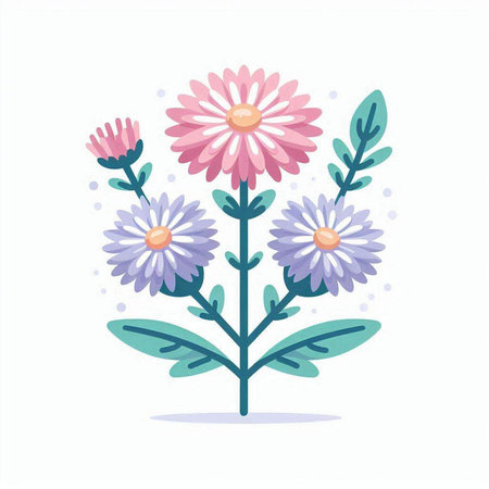 Flower bouquet with daisies and leaves. Vector illustration.のイラスト素材