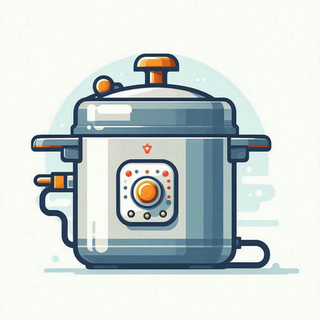 Vector illustration of a cooking pot. Colorful flat style design.のイラスト素材