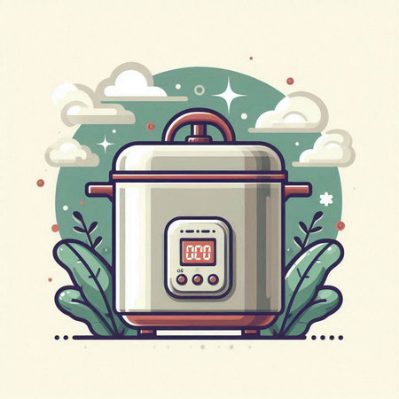 Illustration of a multi cooker in a flat style. Vector illustration.のイラスト素材