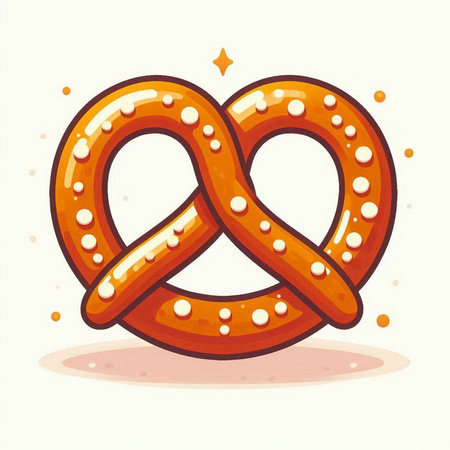 Pretzel vector illustration. Cute cartoon pretzel icon.のイラスト素材