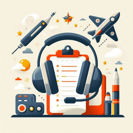 Flat design modern vector illustration concept of online education, e-learning, webinar, video conference, webinar.のイラスト素材