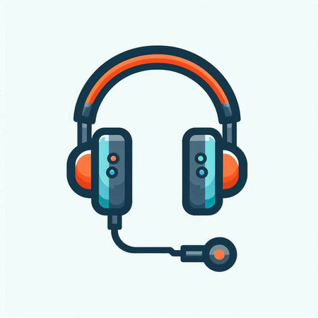Headphones with microphone and headphones. Modern flat style vector illustration.のイラスト素材