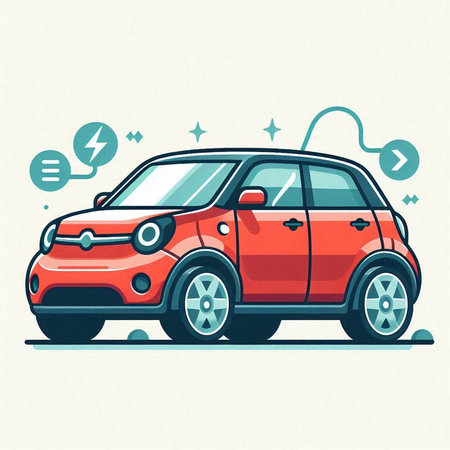Modern electric car. Vector illustration in flat design style. Eps 10のイラスト素材