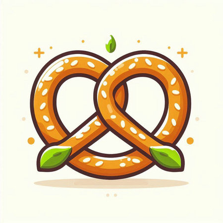 Pretzel vector illustration. Cute cartoon pretzel icon.のイラスト素材