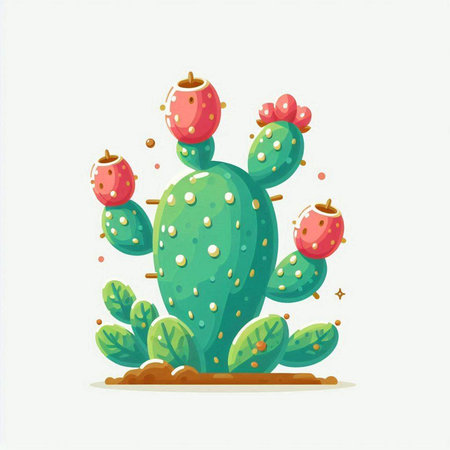 Cactus vector illustration isolated on white background. Cute cartoon cactus.のイラスト素材