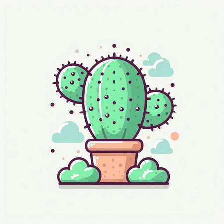 Cactus in a pot on a white background. Vector illustration.のイラスト素材