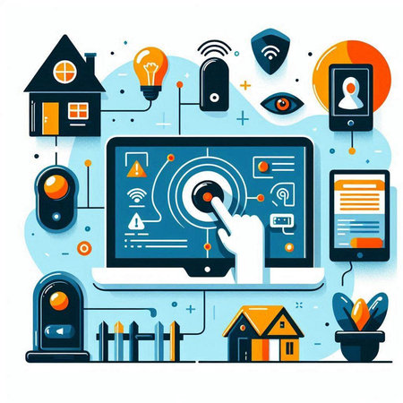 Smart home concept. Vector illustration in flat design style. Internet of things.のイラスト素材