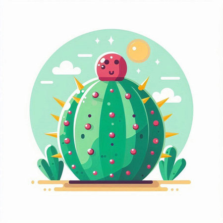Cactus in flat style. Vector illustration. Succulent in cartoon style.のイラスト素材