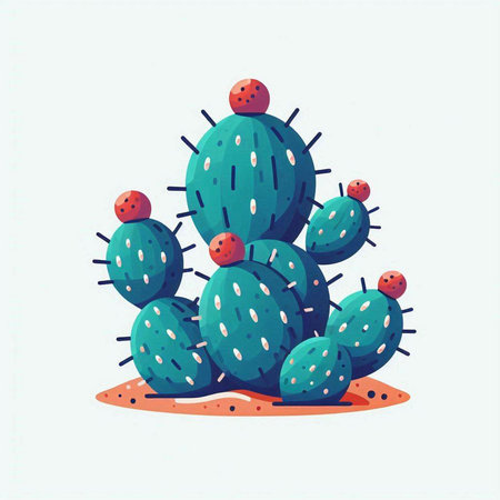 Cactuses in the desert. Vector illustration in cartoon style.のイラスト素材