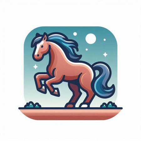 Vector illustration of a horse in a flat style on a white background.のイラスト素材