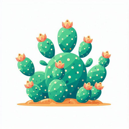 Cactuses on the ground. Vector illustration in cartoon style.のイラスト素材