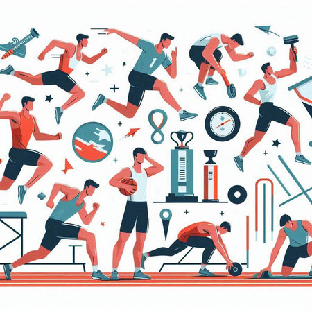 Vector illustration of people doing workout. Fitness and healthy lifestyle concept.のイラスト素材