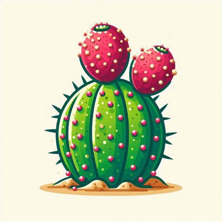 Cacti in the desert. Vector illustration in cartoon style.のイラスト素材