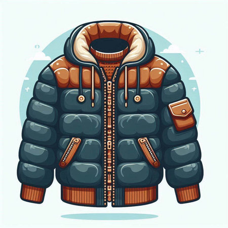 Vector illustration of a winter jacket on a white background. Cartoon style.のイラスト素材