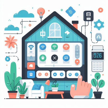 Smart home concept. Flat design modern vector illustration concept of smart home technology.のイラスト素材