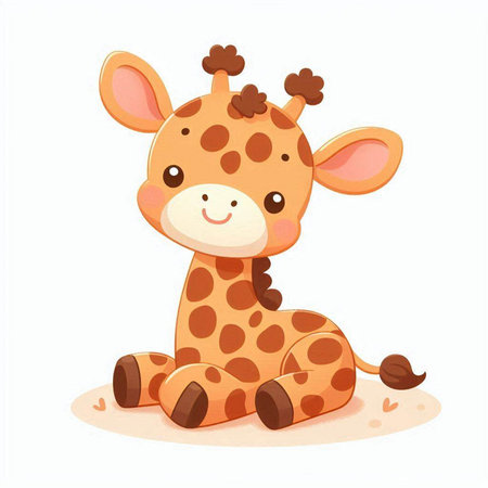 Cute cartoon giraffe. Vector illustration isolated on white background.のイラスト素材