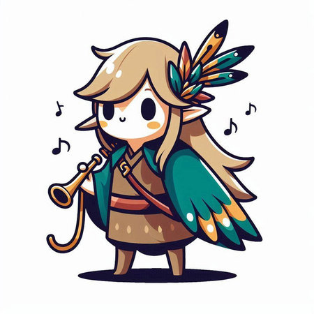 Cupid with a trumpet in his hand. Cartoon vector illustration.のイラスト素材