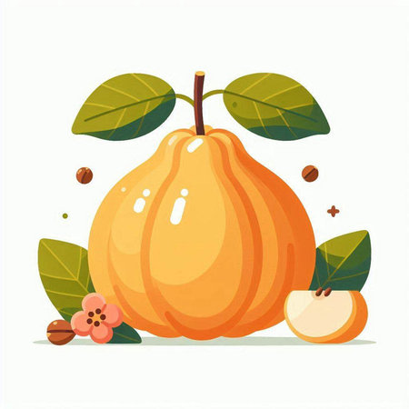 Pumpkin with leaves and seeds. Vector illustration of a pumpkin.のイラスト素材