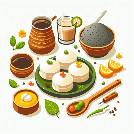 Thai desserts and desserts. Vector illustration in isometric style.のイラスト素材