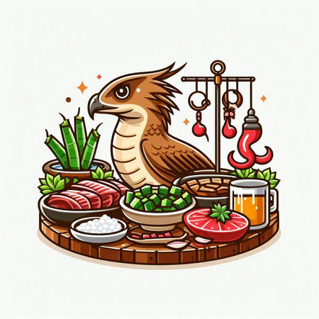 Korean food vector illustration. Sushi, fish and vegetables.のイラスト素材