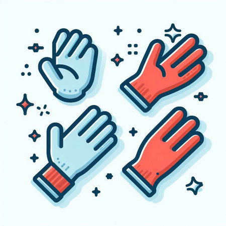 Gloves and stars. Hand drawn doodle vector illustration.のイラスト素材