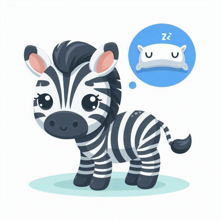 Zebra cartoon character vector illustration. Cute animal with funny face.のイラスト素材