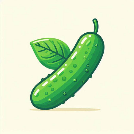 Cucumber with leaves on a white background. Vector illustration.のイラスト素材