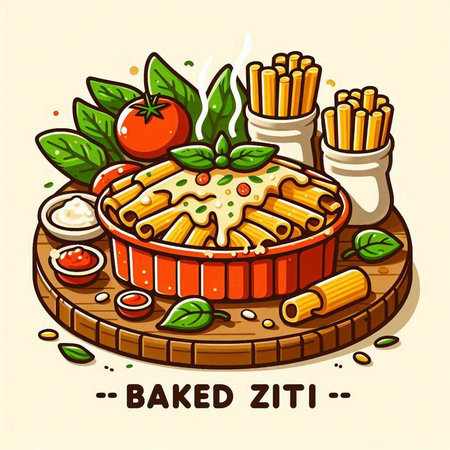 Illustration of a Baked Zucchini Pasta Illustrationのイラスト素材