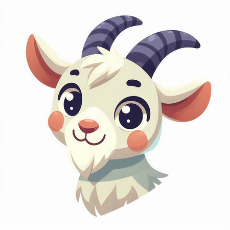 Cute goat with big eyes. Vector illustration isolated on white background.のイラスト素材