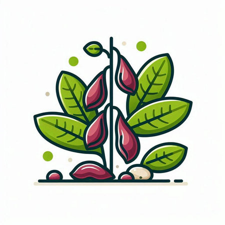 Coffee plant icon. Hand drawn illustration of coffee plant icon for web designのイラスト素材