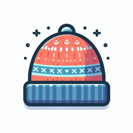 Winter hat isolated on white background. Vector illustration in cartoon style.のイラスト素材