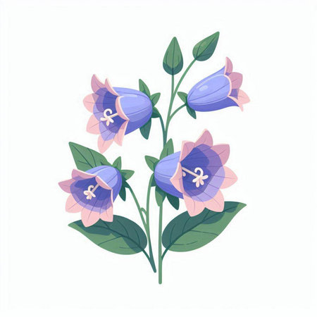 Beautiful bluebell flowers isolated on white background. Vector illustration.のイラスト素材