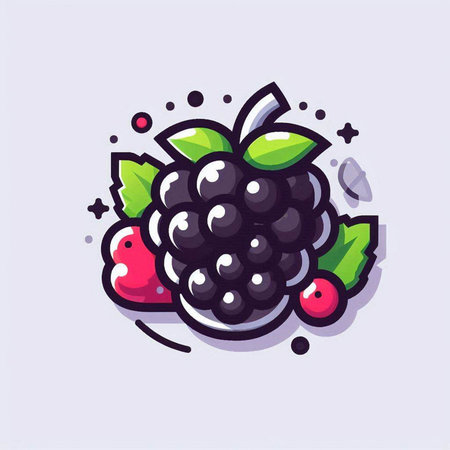 Blackberry fruit icon. Vector illustration in cartoon style. Isolated on white background.のイラスト素材