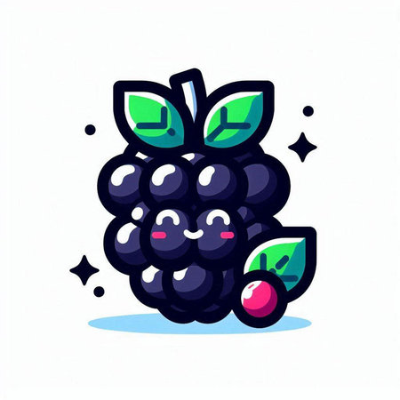 Cute blackberry fruit icon. Vector illustration in cartoon style.のイラスト素材