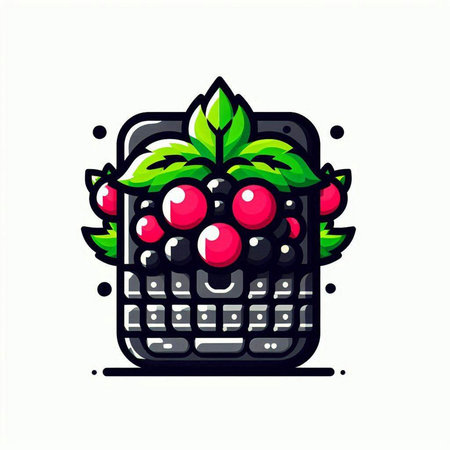 Cherry and blackberry logo design. Vector illustration isolated on white background.のイラスト素材