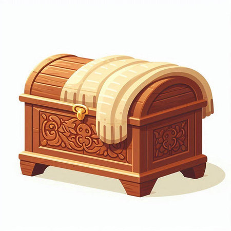 Wooden chest isolated on a white background. Vector illustration in cartoon style.のイラスト素材