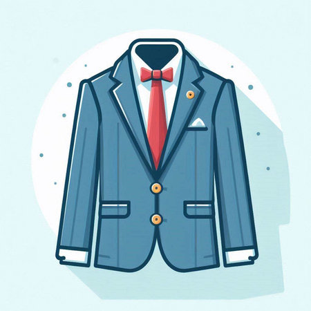 Illustration of a jacket with tie and bow. Vector illustration.のイラスト素材