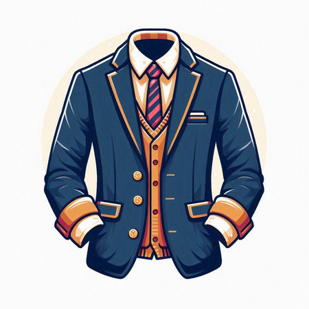 Vector illustration of a jacket with a tie on a white background.のイラスト素材