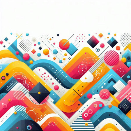 Abstract colorful geometric background with circles and lines. Vector illustration for your designのイラスト素材