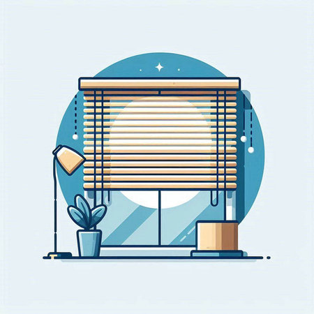 Illustration of a window with blinds. Flat style vector illustration.のイラスト素材