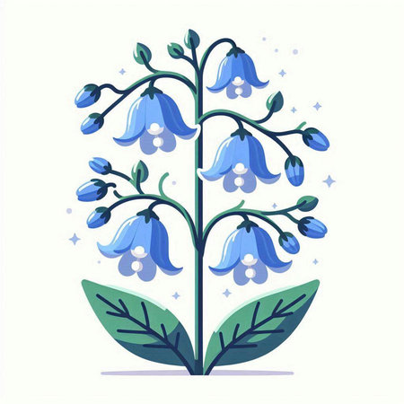 Bluebells. Vector illustration on a white background. Flat style.のイラスト素材