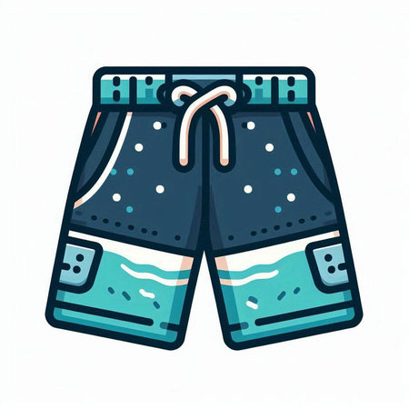 Hand drawn vector illustration or drawing of a pair of swimming trunksのイラスト素材